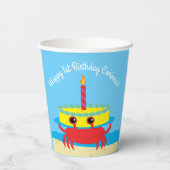 Birthday Kind Cute Crab Beach Papieren Bekers (Achterkant)