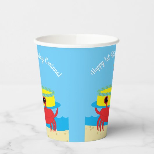 Birthday Kind Cute Crab Beach Papieren Bekers (Links)