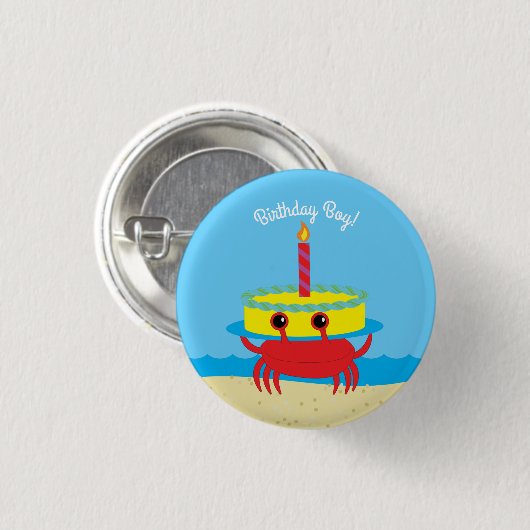 Birthday Kind Cute Crab Beach Ronde Button 3,2 Cm (Voorkant /achterkant)