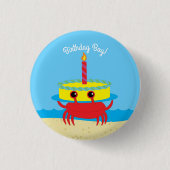 Birthday Kind Cute Crab Beach Ronde Button 3,2 Cm (Voorkant)