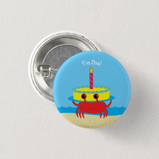 Birthday Kind Cute Crab Beach Ronde Button 3,2 Cm (Voorkant /achterkant)