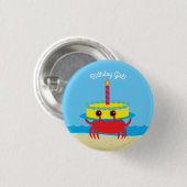 Birthday Kind Cute Crab Beach Ronde Button 3,2 Cm (Voorkant /achterkant)