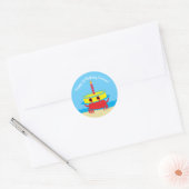 Birthday Kind Cute Crab Beach Ronde Sticker (Envelop)