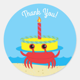 Birthday Kind Cute Crab Beach Ronde Sticker