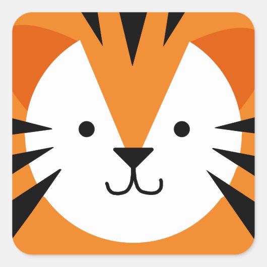 Birthday Kind Cute Tiger Face Vierkante Sticker (Voorkant)