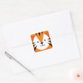 Birthday Kind Cute Tiger Face Vierkante Sticker (Envelop)