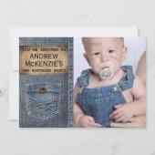 Birthday Kind Denim Jean Style Kaart (Voorkant)