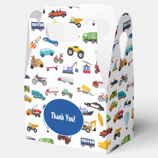 Birthday Kind Little Boy Cars Vehicle Pattern Bedankdoosjes (Geopend)