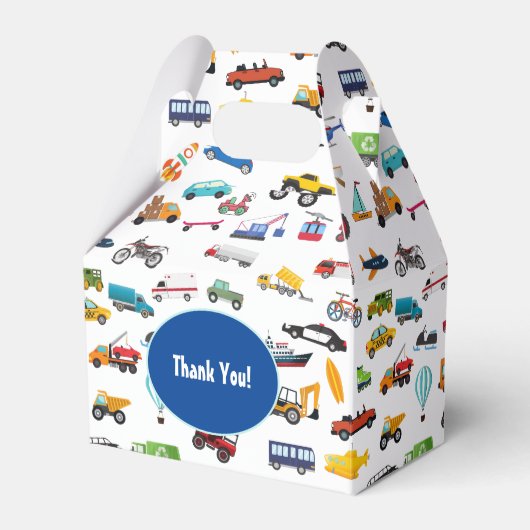 Birthday Kind Little Boy Cars Vehicle Pattern Bedankdoosjes (Voorkant Zijde)
