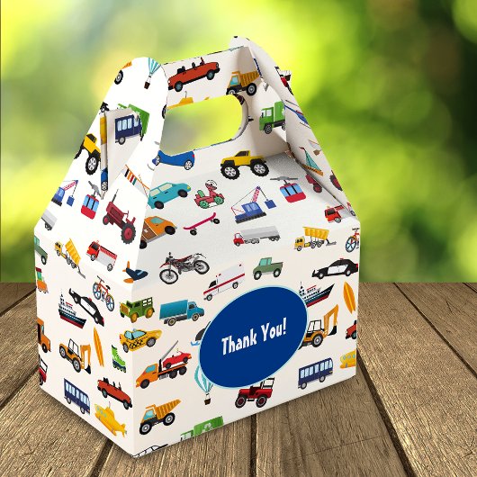 Birthday Kind Little Boy Cars Vehicle Pattern Bedankdoosjes