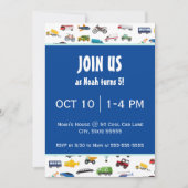 Birthday Kind Little Boy Cars Vehicle Pattern Kaart (Voorkant)