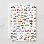 Birthday Kind Little Boy Cars Vehicle Pattern Kaart (Achterkant)