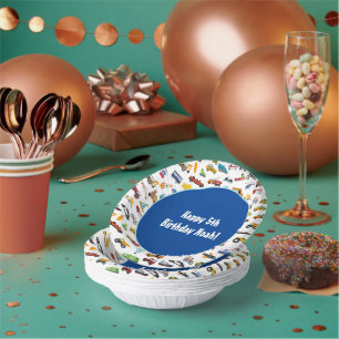 Birthday Kind Little Boy Cars Vehicle Pattern Papieren Kommen