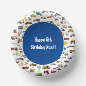 Birthday Kind Little Boy Cars Vehicle Pattern Papieren Kommen (Voorkant)