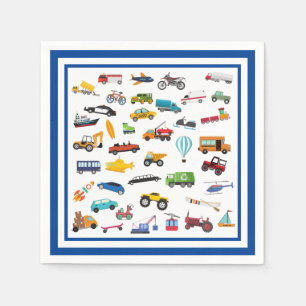 Birthday Kind Little Boy Cars Vehicle Pattern Servet
