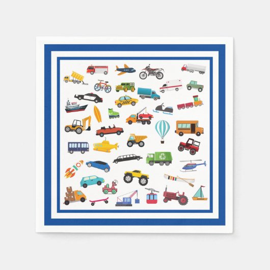 Birthday Kind Little Boy Cars Vehicle Pattern Servet (Voorkant)