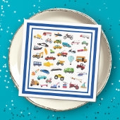 Birthday Kind Little Boy Cars Vehicle Pattern Servet