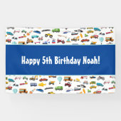 Birthday Kind Little Boy Cars Vehicle Pattern Spandoek (Horizontaal)