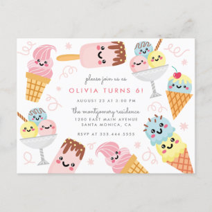 Birthday Kind van Cute Pastel Ice-crème Uitnodiging Briefkaart