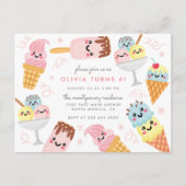 Birthday Kind van Cute Pastel Ice-crème Uitnodiging Briefkaart (Voorkant)