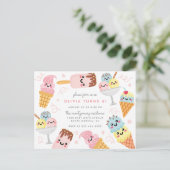 Birthday Kind van Cute Pastel Ice-crème Uitnodiging Briefkaart (Staand voorkant)
