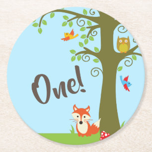 Birthday Kind van Forest Friends Woodland Cute Ronde Kartonnen Onderzetter