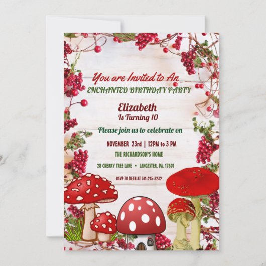 Birthday Kind van Red Berry Garden Toadstool Kaart (Voorkant)