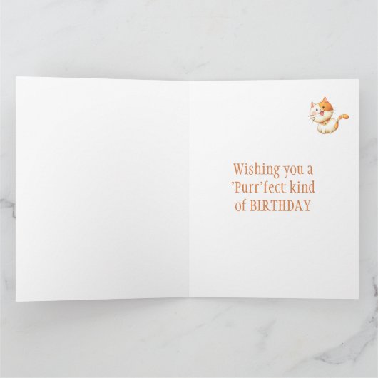 BIRTHDAY KINDER Oranje Kat Kitten kleurrijke ballo Kaart (Binnen)