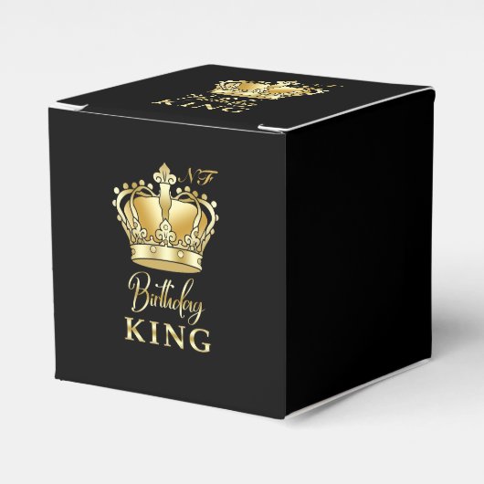 Birthday King Gold Crown Royal Monogram Luxe Bedankdoosjes (Voorkant Zijde)