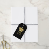 Birthday King Gold Crown Royal Monogram Luxe Cadeaulabel (Met Touw)