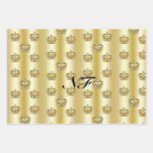 Birthday King Gold Crown Royal Monogram Luxe Inpakpapier Vel (Voorkant 3)