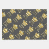 Birthday King Gold Crown Royal Monogram Luxe Inpakpapier Vel (Voorkant 2)