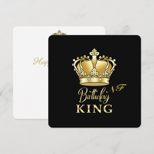 Birthday King Gold Crown Royal Monogram Luxe Kaart (Voorkant / Achterkant)