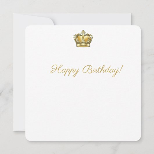 Birthday King Gold Crown Royal Monogram Luxe Kaart (Achterkant)