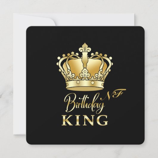 Birthday King Gold Crown Royal Monogram Luxe Kaart (Voorkant)
