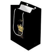 Birthday King Gold Crown Royal Monogram Luxe Medium Cadeauzakje (Voorkant Gekanteld)