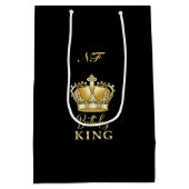 Birthday King Gold Crown Royal Monogram Luxe Medium Cadeauzakje (Achterkant)
