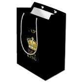 Birthday King Gold Crown Royal Monogram Luxe Medium Cadeauzakje (Achterkant Gekanteld)