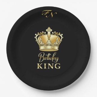 Birthday King Gold Crown Royal Monogram Luxe Papieren Bordje