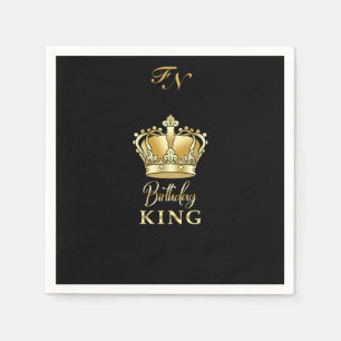 Birthday King Gold Crown Royal Monogram Luxe Servet