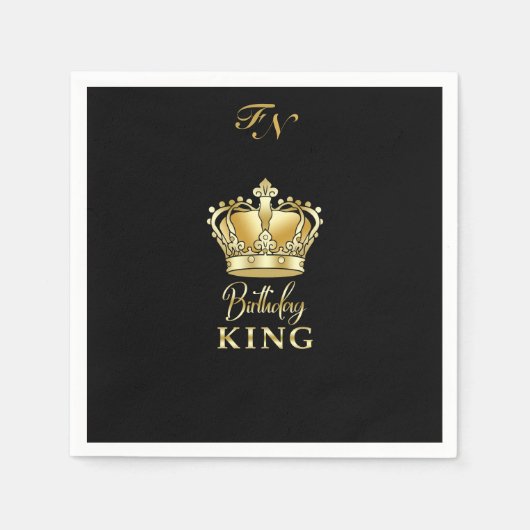 Birthday King Gold Crown Royal Monogram Luxe Servet (Voorkant)