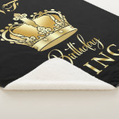 Birthday King Gold Crown Royal Monogram Luxe Sherpa Deken (3/4)