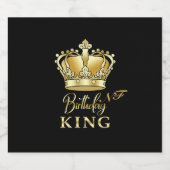 Birthday King Gold Crown Royal Monogram Luxe Sparkling Wijnetiket (Enkel label)