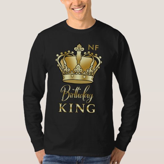 Birthday King Gold Crown Royal Monogram Luxe T-shirt (Voorkant)