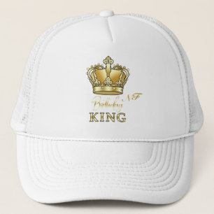 Birthday King Gold Crown Royal Monogram Luxe Trucker Pet