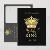 Birthday King Gold Crown Royal Monogram Luxe Uitnodiging Briefkaart (Voorkant / Achterkant)