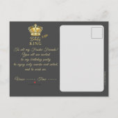 Birthday King Gold Crown Royal Monogram Luxe Uitnodiging Briefkaart (Achterkant)