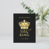 Birthday King Gold Crown Royal Monogram Luxe Uitnodiging Briefkaart (Staand voorkant)