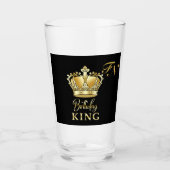 Birthday King Gold Crown Royal Monogram Luxury Glas (Voorkant)
