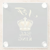 Birthday King Gold Crown Royal Monogram Luxury Glazen Onderzetter (Achterkant)